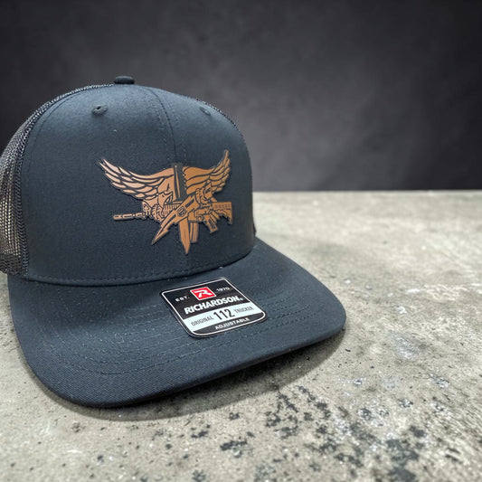 SWAT Emblem Leather Patch Hat, Tactical Police Cap