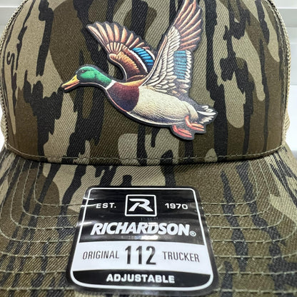 Mallard Duck Full Color UV Printed leatherette patch Hat, duck hunting,