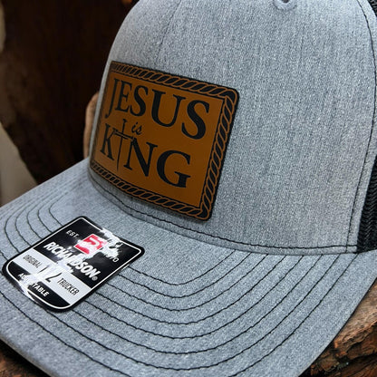 Jesus Is King Leatherette Patch Hat: Faith-Based Christian Cap