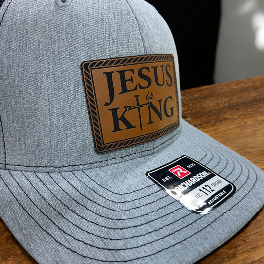 Jesus Is King Leatherette Patch Hat: Faith-Based Christian Cap