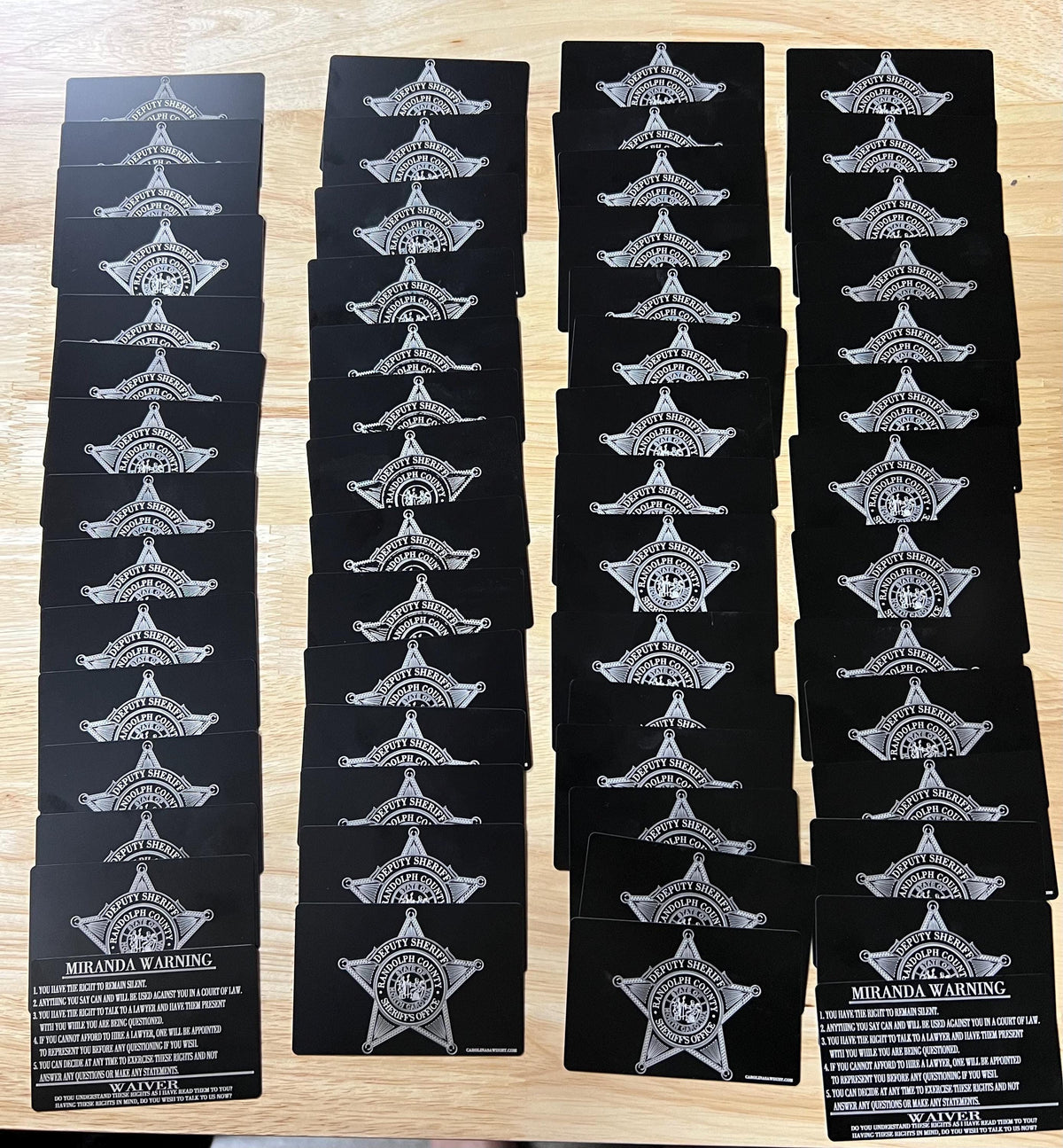 Metal Miranda Warning Card
