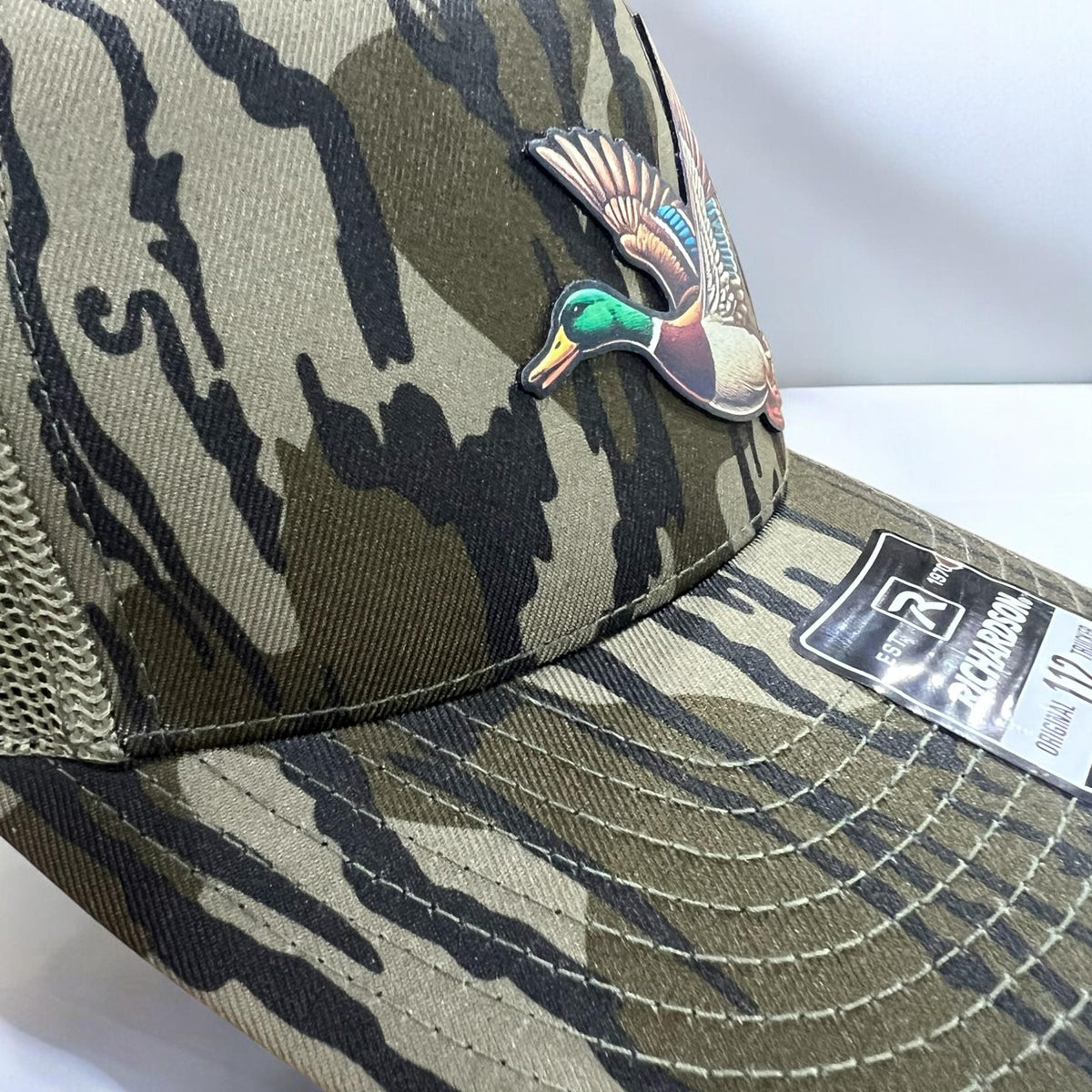Mallard Duck Full Color UV Printed leatherette patch Hat, duck hunting,