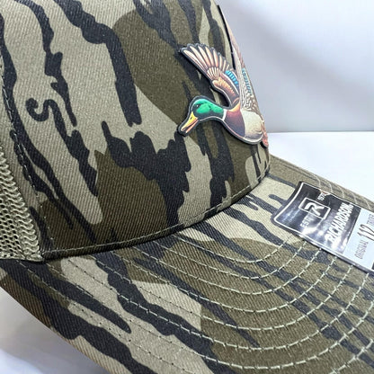 Mallard Duck Full Color UV Printed leatherette patch Hat, duck hunting,