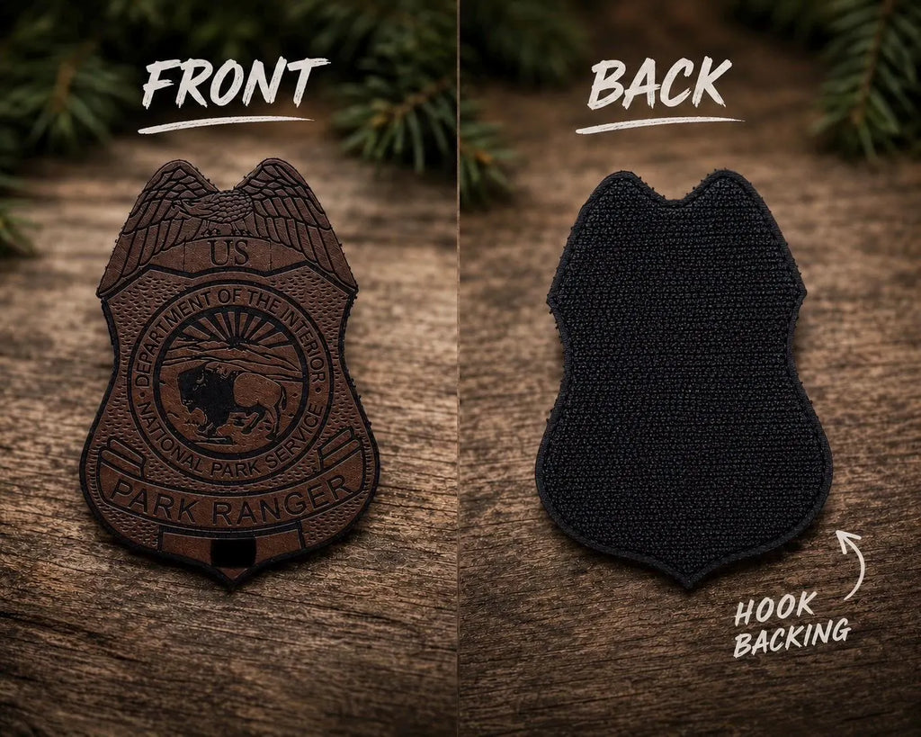 Custom Leather Morale Patch with Hook Backing