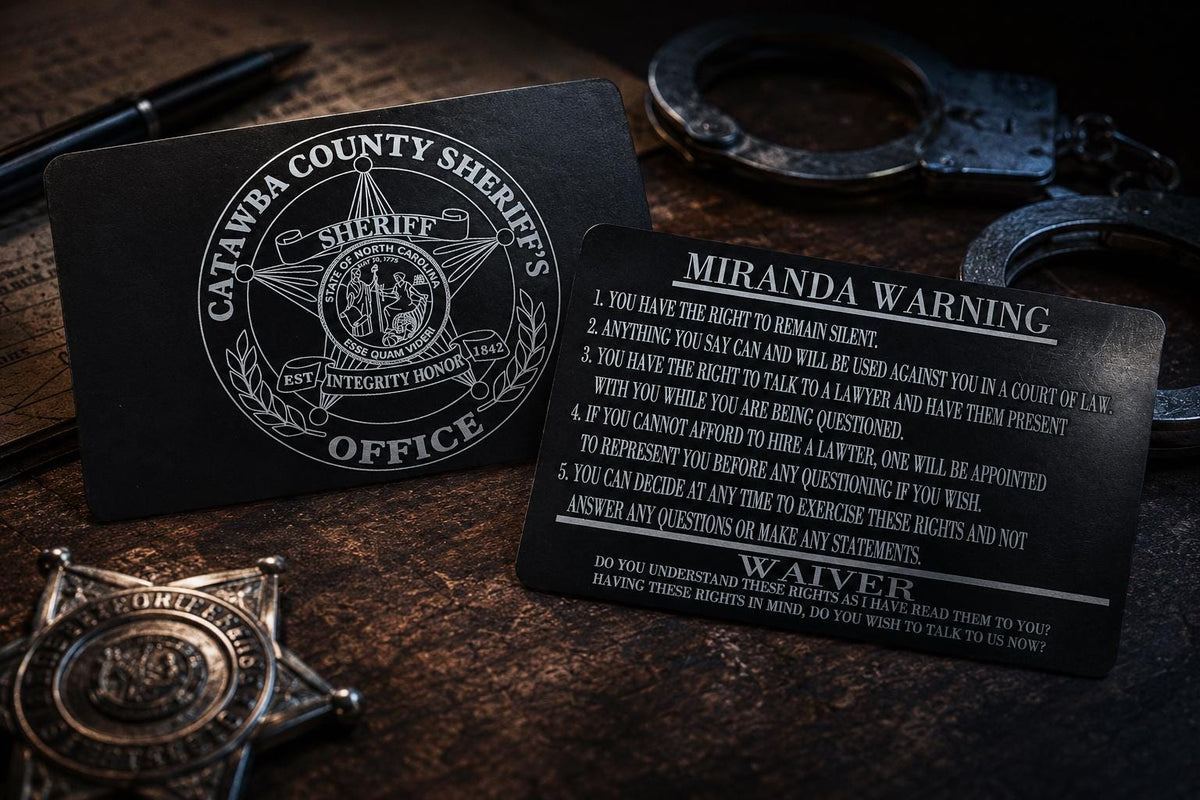 Metal Miranda Warning Card