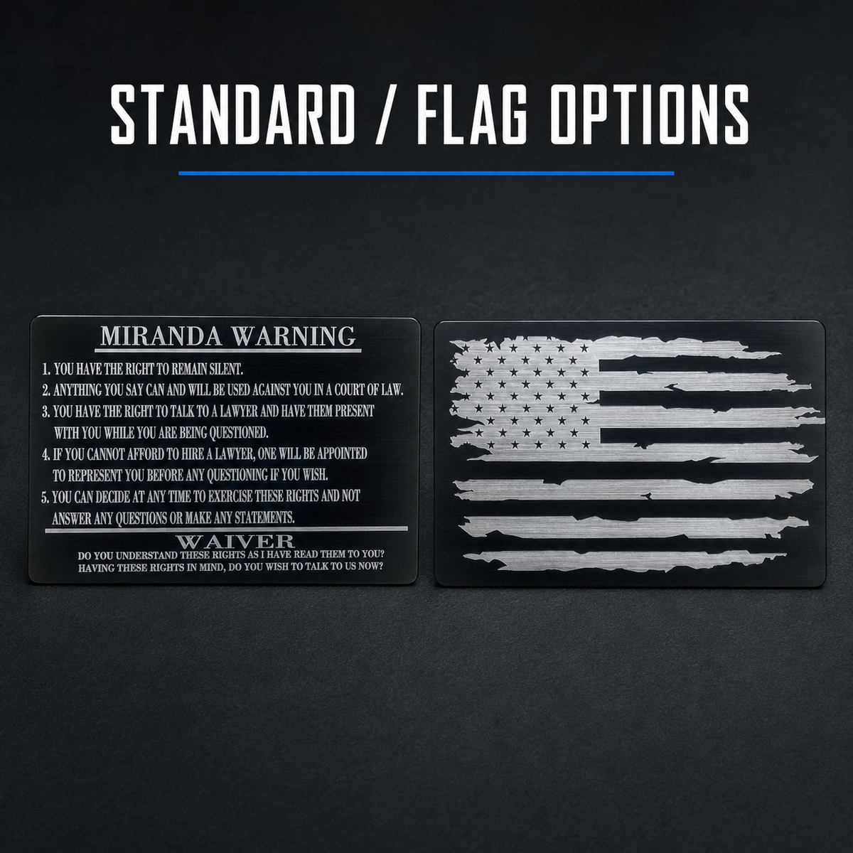 Metal Miranda Warning Card