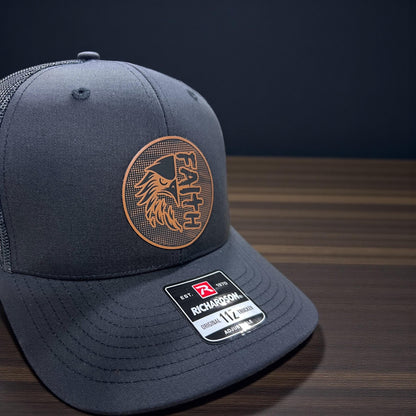 Your logo leather patch hat, custom engraved, adjustable snapback