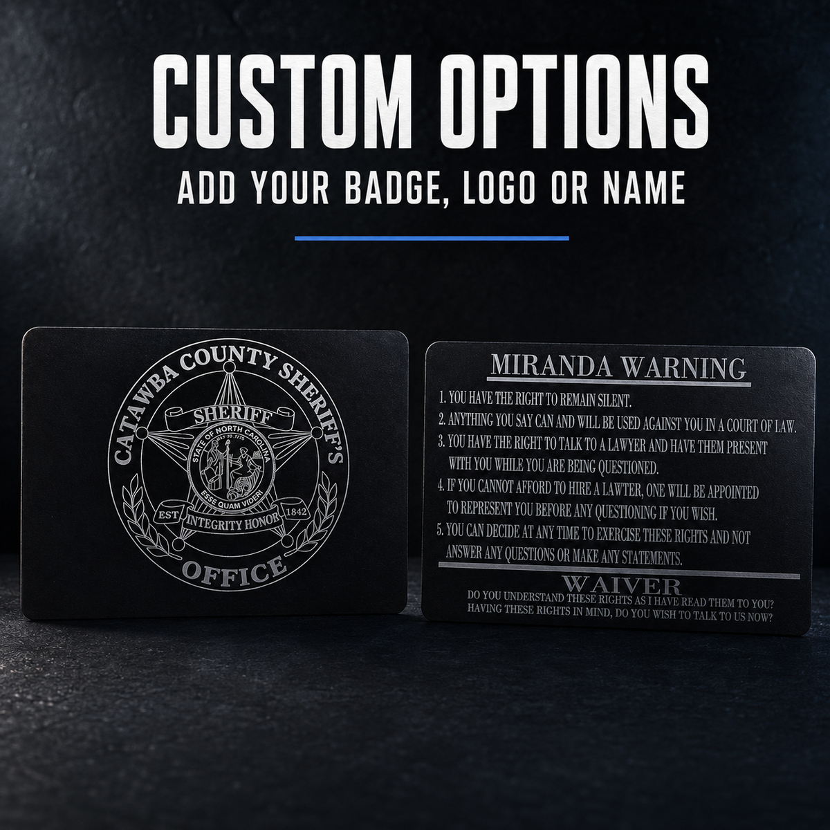Metal Miranda Warning Card