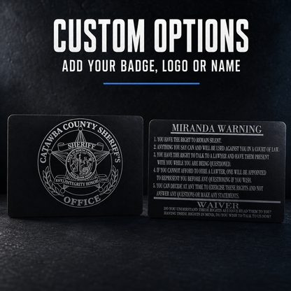 Metal Miranda Warning Card