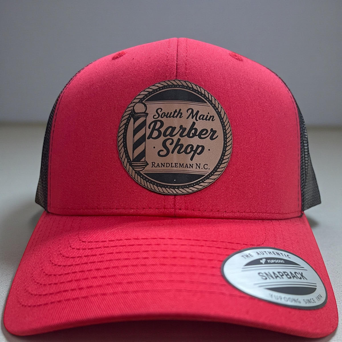 Your logo leather patch hat, custom engraved, adjustable snapback